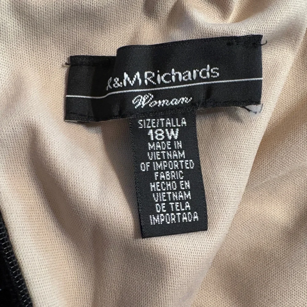 R&M Richards Black Sequined Dress w/Jacket Cream Detail 18 Dark Romantic Lace - Picture 9 of 10